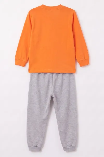 Turuncu (3-8 Yaş) Karakter Baskılı İnterlok Kumaş Erkek Çocuk Pijama Takım 491035