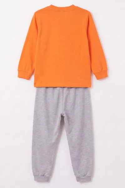 Turuncu (3-8 Yaş) Karakter Baskılı İnterlok Kumaş Erkek Çocuk Pijama Takım 491040