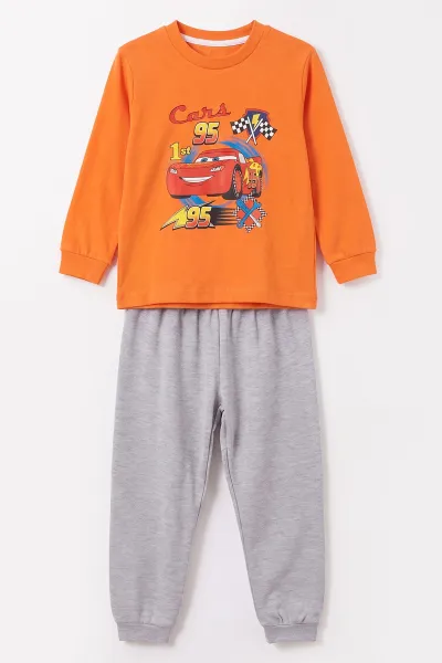 Turuncu (3-8 Yaş) Karakter Baskılı İnterlok Kumaş Erkek Çocuk Pijama Takım 491040