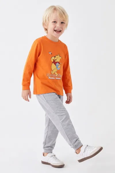 Turuncu (3-8 Yaş) Karakter Baskılı İnterlok Kumaş Kız Çocuk Pijama Takım 491060