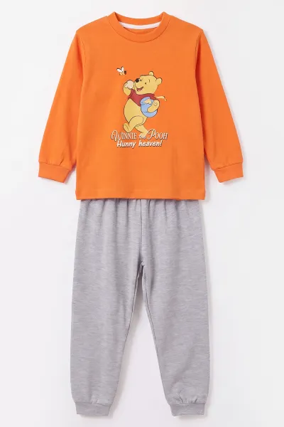 Turuncu (3-8 Yaş) Karakter Baskılı İnterlok Kumaş Kız Çocuk Pijama Takım 491060
