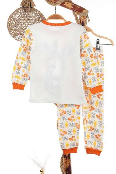 Turuncu (4-6 Yaş) Zebra Baskılı Erkek Çocuk Pijama Takım 141042