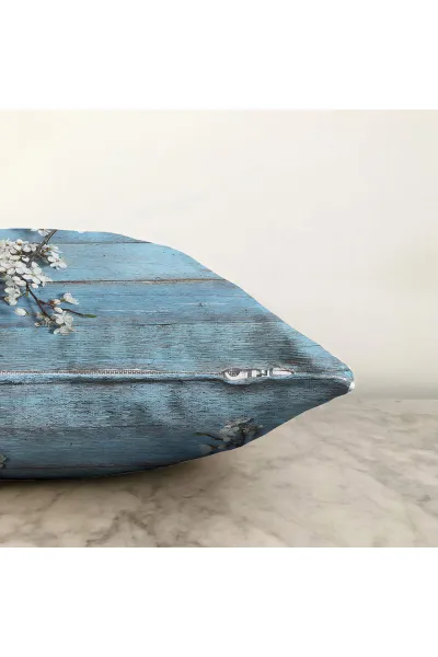 Mavi 43x43 Dijital Baskılı Fermuarlı Modern Kırlent Kılıfı 272914