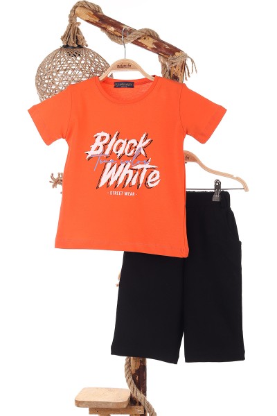 turuncu-5-8-yas-black-white-baskili-sortlu-erkek-cocuk-takim-170165