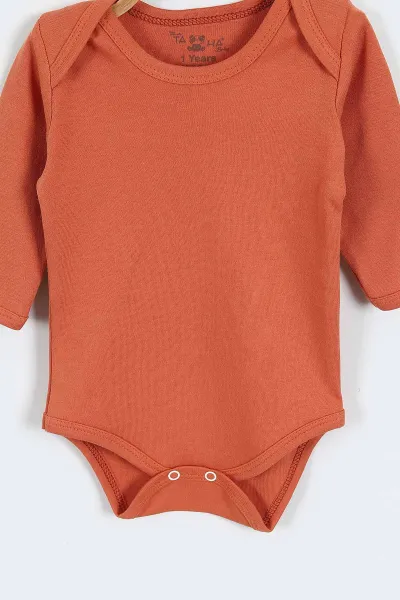 Turuncu (6-12 Ay ) Uzun Kol Düz Bebek Çıtçıtlı Badi 418530