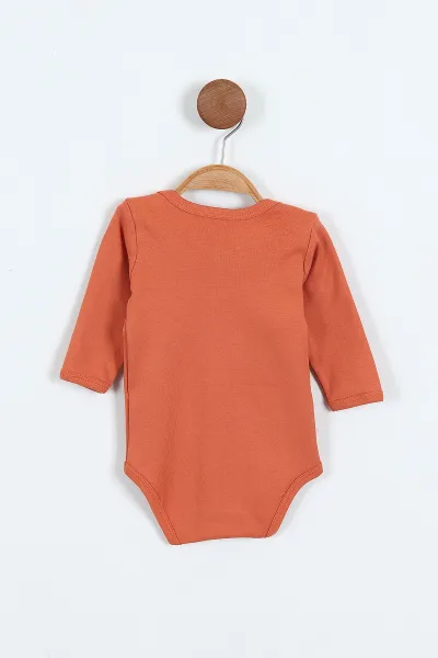 Turuncu (6-12 Ay ) Uzun Kol Düz Bebek Çıtçıtlı Badi 418530