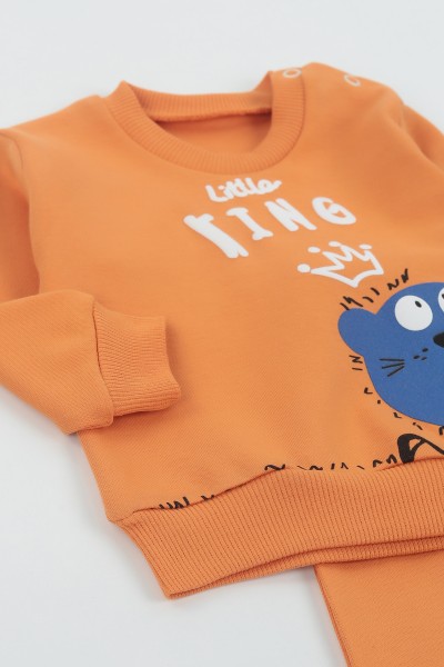 Turuncu (6-18 Ay) Lıttle Kıng Baskılı Erkek Çocuk Takım 136710