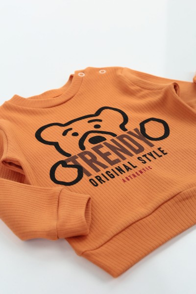 Turuncu (6-18 Ay) Trendy Baskılı Erkek Çocuk Takım 129550