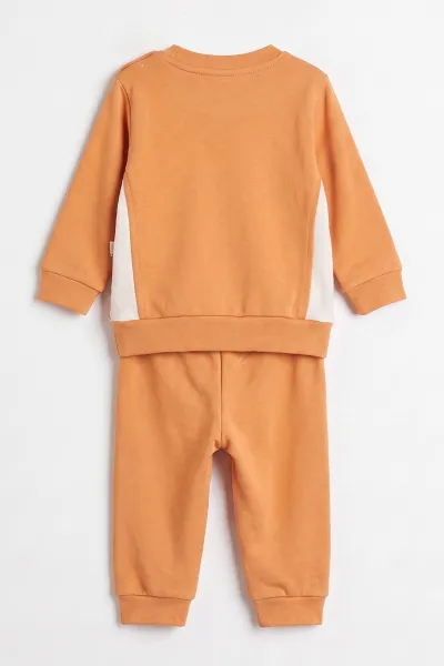 Turuncu (6-24 Ay) Hills Baskılı Cepli Görünümlü Erkek Bebek Takım 473061