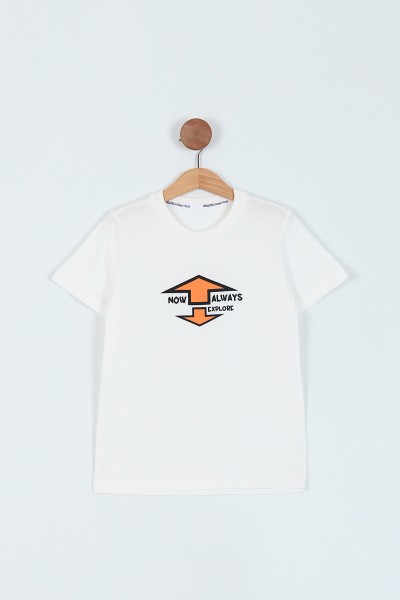 Turuncu (6-9 Yaş) Etiket Baskılı Gömlek Tişört 2Lİ Erkek Çocuk Takım 217730