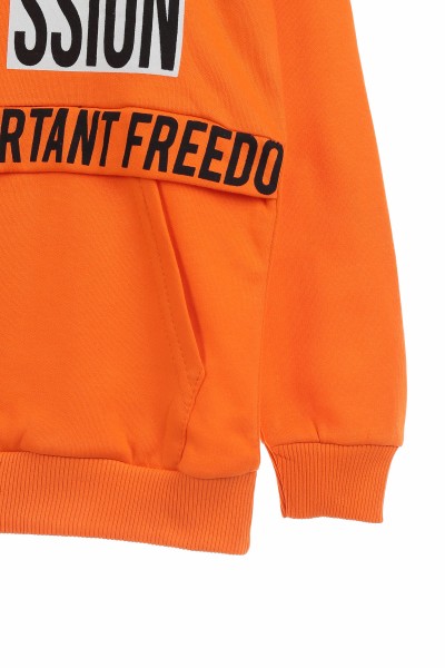 Turuncu (8-12 Yaş) Freedom Baskılı İki İp Şardonlu Erkek Çocuk sweat 139794