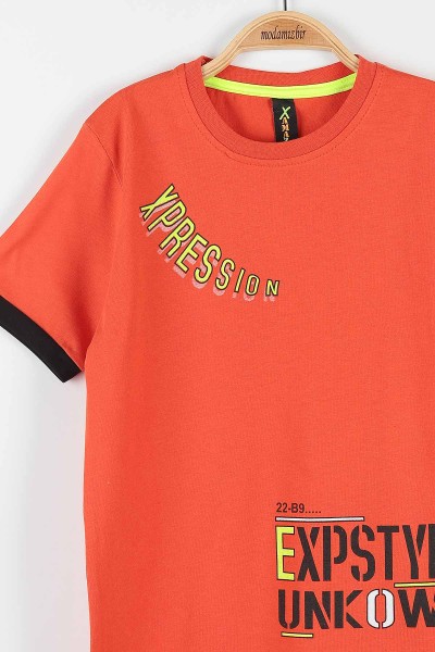 Turuncu (9-12 Yaş) Expstyle Baskılı Cep Detaylı Erkek Çocuk Takım 177435