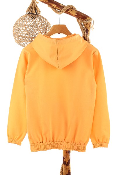 Turuncu (9-12 Yaş) Kapüşonlu Mevsimlik Kız Çocuk sweat 157099
