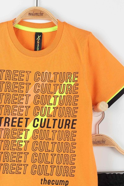 Turuncu (9-12 Yaş) Street Culture Baskılı Cep Detaylı Erkek Çocuk Takım 177427