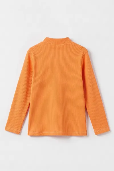 Turuncu (9-12 Yaş) Yarım Balıkçı Yaka Kaşkorse Kız Çocuk Body Sweatshirt 493211