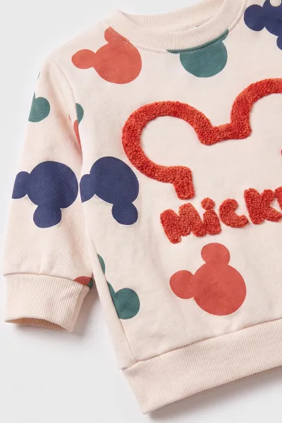 Turuncu (9-18 Ay)Mickey Süzene Nakışlı Çıtçıtlı  Bebek Takım 476269