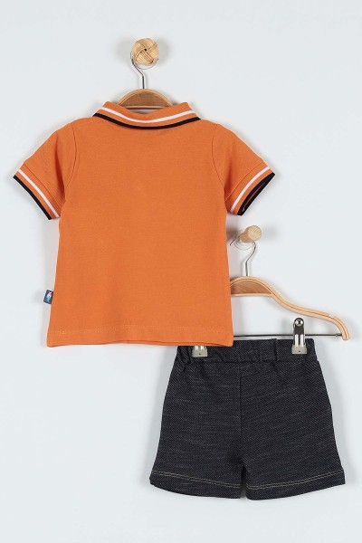 Turuncu (9-24 Ay) Crew Surf Baskılı Şortlu Erkek Bebe Takım 182590
