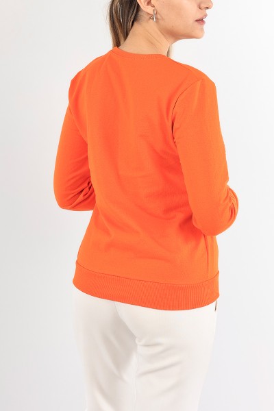 Turuncu Baskılı Bayan Sweat 92128