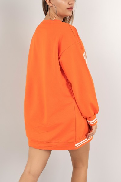 Turuncu Baskılı İki İp Sweat Tunik 136644