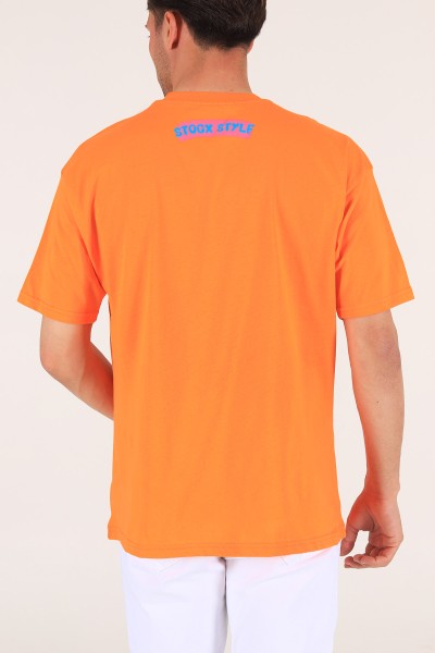 Turuncu Baskılı Oversize Erkek Tişört 176239
