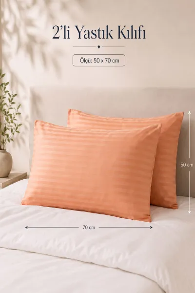 Turuncu Bella Home 50x70 Cm 2'li Saten Yastık Kılıfı 474145