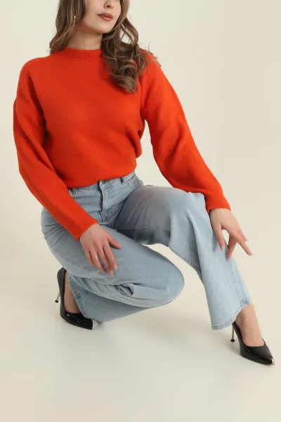 turuncu-bisiklet-yaka-oversize-kadin-triko-kazak-421241