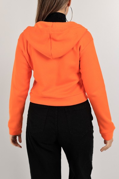 Turuncu Fermuarlı İçi Şardonlu Bayan Sweat 141254