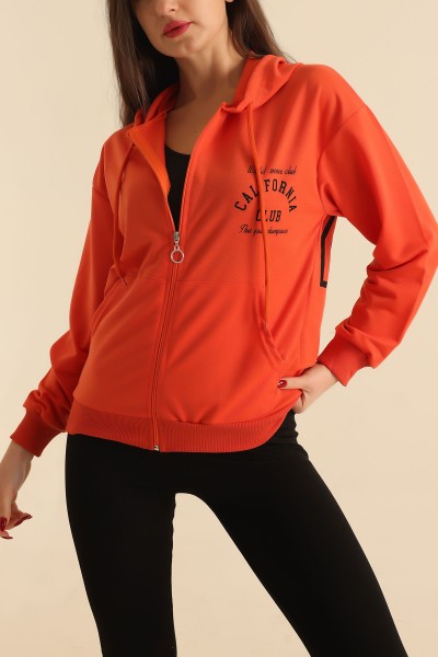 Turuncu Fermuarlı İki İp Bayan Sweat 212961