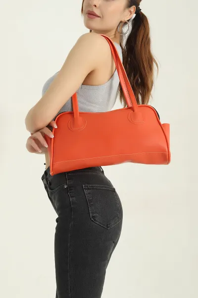 Turuncu Fermuarlı Kadın Kol ve Omuz Çantası 359039
