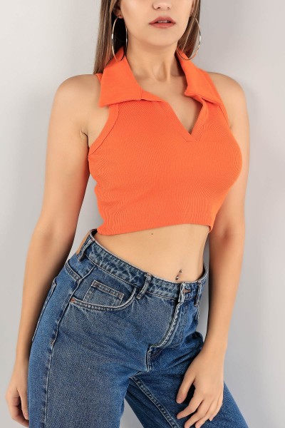 Turuncu Fitilli Crop Bluz 121315