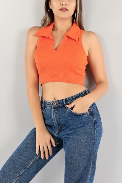 Turuncu Fitilli Crop Bluz 121315