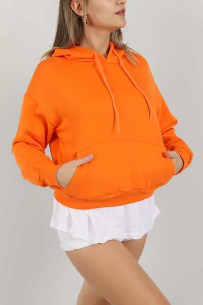 Turuncu Garnilli İçi Şardonlu Bayan Sweat 146350