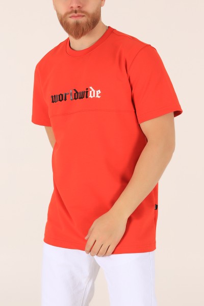 Turuncu İki İp Oversize Erkek Tişört 163496