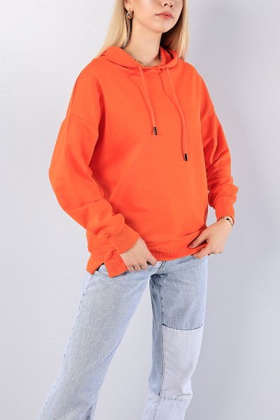 Turuncu Kapüşonlu Bayan Sweat 78322