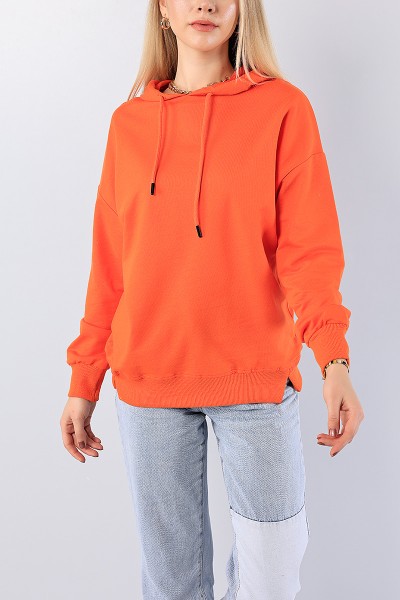 Turuncu Kapüşonlu Bayan Sweat 78322
