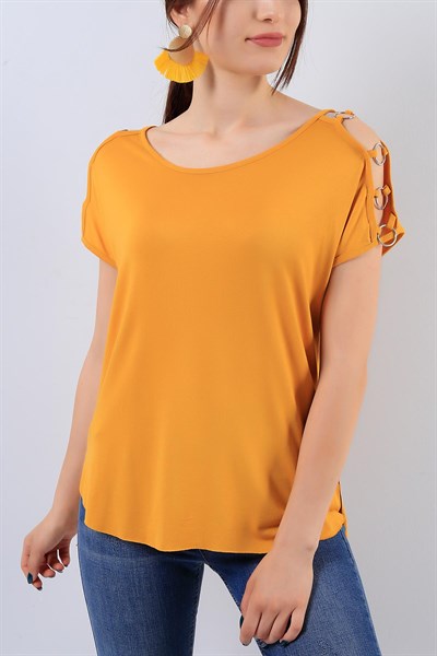 Hardal Kayık Yaka Bayan Bluz 15544B