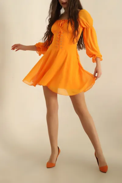turuncu-kus-gozu-bagcikli-sifon-elbise-264972