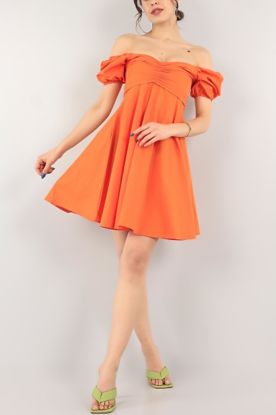 turuncu-madonna-yaka-poplin-dokuma-elbise-110322