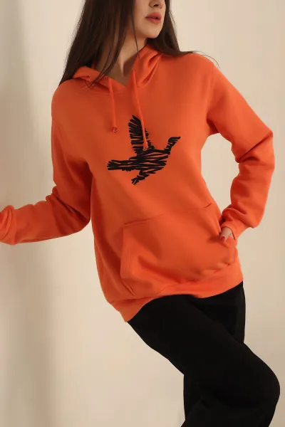 Turuncu Nakış Detay Şardonlu Sweat 237587