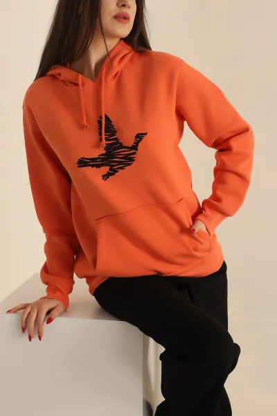 Turuncu Nakış Detay Şardonlu Sweat 237587
