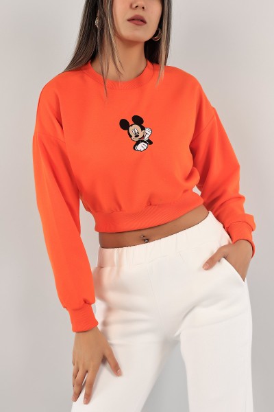 Turuncu Nakışlı İki İp Sweat 132764