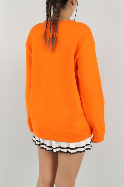 Turuncu Nakışlı Şardonlu Bayan Sweat 149184