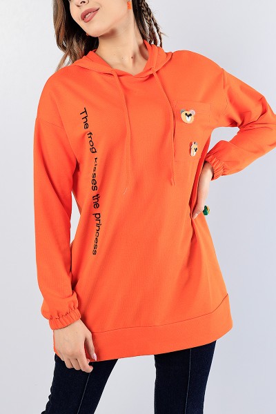 Turuncu Nakışlı Sweat Tunik 81207