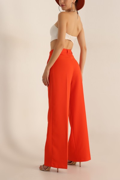 Turuncu Pileli Palazzo Bayan Pantalon 196246