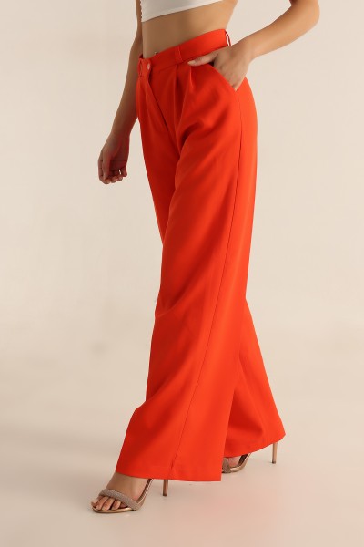 Turuncu Pileli Palazzo Bayan Pantalon 196246