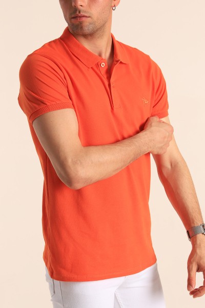 Turuncu Polo Yaka Düğmeli Erkek Tişört 181804