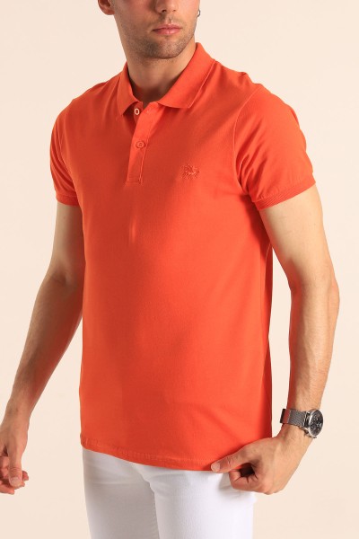 Turuncu Polo Yaka Düğmeli Erkek Tişört 181804