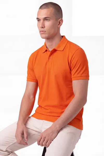 Turuncu Polo Yaka Erkek Tişört 458861