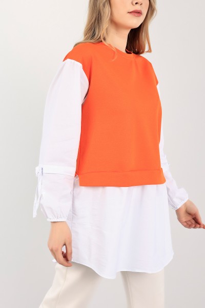 Turuncu Poplin Garnili İki İp Tunik 109851
