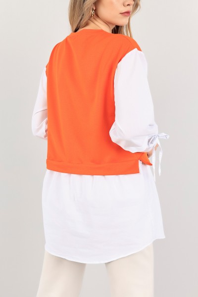 Turuncu Poplin Garnili İki İp Tunik 109851
